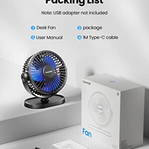 Gaiatop Small Desk Fan Baterry Operated, 360°Rotation Rechargeable Portable Fan 3 Speed Strong Airflow, 5.5 Inch USB Quiet Table Fan for Home, Office, Bedroom, Camping (Black)