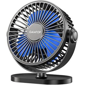 Gaiatop Small Desk Fan Baterry Operated, 360°Rotation Rechargeable Portable Fan 3 Speed Strong Airflow, 5.5 Inch USB Quiet Table Fan for Home, Office, Bedroom, Camping (Black)