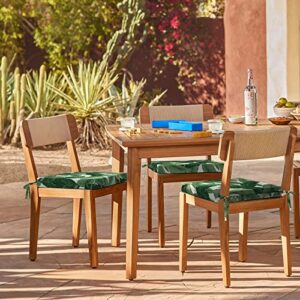 LVTXIII Outdoor Chair Cushions, Fade-Resistant Patio Furniture Cushions Outdoor Square Chair Pads with Ties for Dining Chairs and Garden Decoration, 18.5"x16"x2" Set of 4, Swaying Palms Green