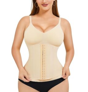 rdsiane body slimming tank top for women v-neck cami shaper waist trainer shapewear top tummy control beige