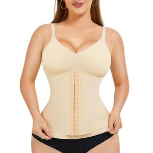 RDSIANE Body Slimming Tank Top For Women V-Neck Cami Shaper Waist Trainer Shapewear Top Tummy Control Beige