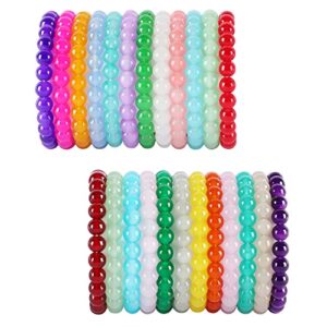 wainis 24pcs 8mm glass beaded bracelets for women elastic stretch round bead healing bracelet multicolor handmade stackable beads bracelet