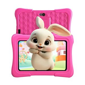 juninke kids tablet, kids for tablet, 7-inch ips high-definition display screen, anti-blue light protective film, android 11.0, with a 1.2m anti-drop case, 2 years replacement (pink)