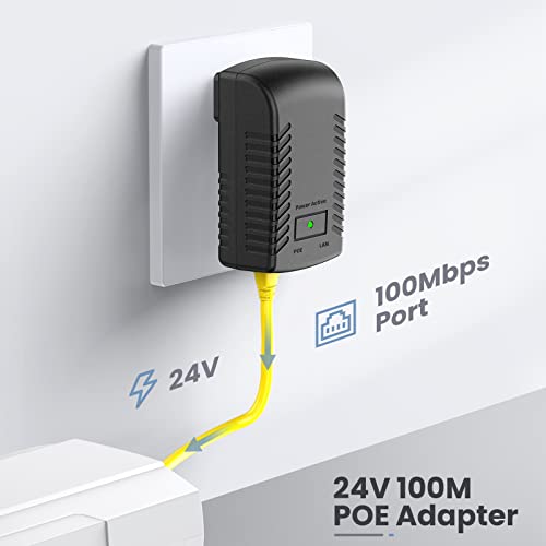 PoE Injector Adapter, Ueevii 24V 100M Ethernet POE Adapter,Suitable for Wireless Bridge