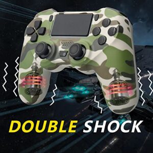 YsoKK 2 Pack Wireless Controller for PS4, Wireless Remote Control Compatible with Playstation 4/Slim/Pro,with Double Shock/Audio/Six-axis Motion Sensor(CAMO Grey+CAMO Green)