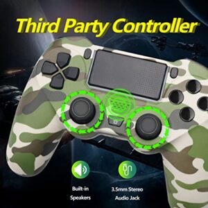 YsoKK 2 Pack Wireless Controller for PS4, Wireless Remote Control Compatible with Playstation 4/Slim/Pro,with Double Shock/Audio/Six-axis Motion Sensor(CAMO Grey+CAMO Green)