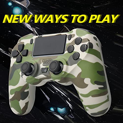 YsoKK 2 Pack Wireless Controller for PS4, Wireless Remote Control Compatible with Playstation 4/Slim/Pro,with Double Shock/Audio/Six-axis Motion Sensor(CAMO Grey+CAMO Green)