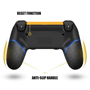 AceGamer Wireless Controller for PS4, Custom Basketball Design V2 Gamepad Joystick for PS4 with Non-Slip Grip of Both Sides and 3.5mm Audio Jack! Thumb Caps Included! (Dark-Gold Basketball)