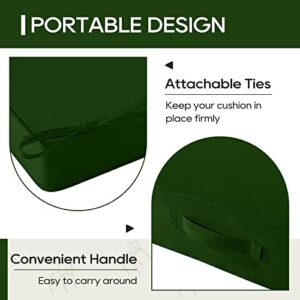 LOVTEX 19x19 Outdoor Chair Cushions Set of 2, Waterproof Patio Cushions for Outdoor Furniture, Thick Outdoor Seat Cushions for Chairs with Straps and Portable Handle(Forest Green)
