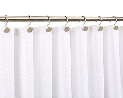 CHICTIE Nickel Shower Curtain Hooks, Rustproof Shower Curtain Rings for Bathroom, Metal Shower Hooks for Shower Curtain Rod, Modern Decorative Shower Curtain Hangers Set of 12, Round Heavy Duty Design