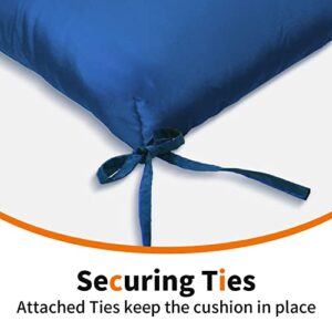 Outdoor Chair Cushion 20”x20”x4”, Tufted Water-Repellent Patio Seat Cushions with Non-Slip Ties, 2 Count, Navy