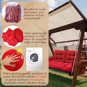 Maitys 5 Pieces Waterproof Outdoor Cushions Couch Cushion Set Wicker Chair Cushions Group Loveseat Cushions Lumbar Pillows for Patio Backyard Porch Garden Furniture (Wine Red)