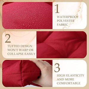 Maitys 5 Pieces Waterproof Outdoor Cushions Couch Cushion Set Wicker Chair Cushions Group Loveseat Cushions Lumbar Pillows for Patio Backyard Porch Garden Furniture (Wine Red)