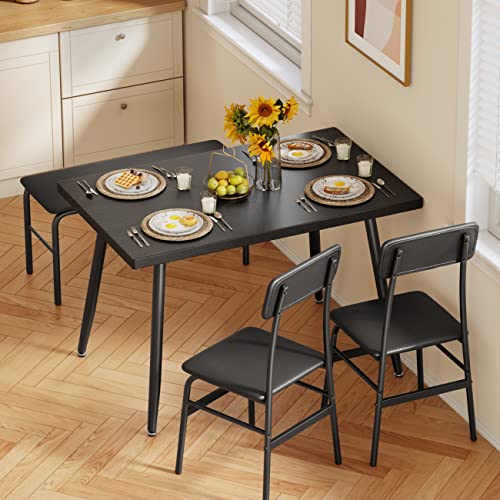 Gizoon Dining Table Set for 4, Kitchen with Bench and 2 Chairs Small Space, Apartment