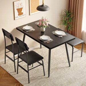 Gizoon Dining Table Set for 4, Kitchen with Bench and 2 Chairs Small Space, Apartment