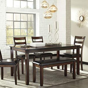 Signature Design by Ashley Coviar 6 Piece Dining Set, Includes Table, 4 Chairs & Bench, Dark Brown & Coviar 5 Piece Counter Height Dining Set, Includes Table & 4 Barstools, Brown
