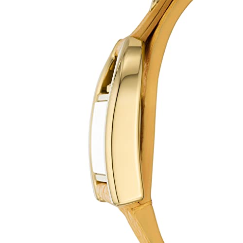 Fossil Women's Harwell Quartz Stainless Steel and Leather Three-Hand Watch, Color: Gold, Yellow (Model: ES5281)