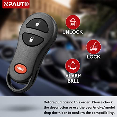 NPAUTO Key Fob Replacement Fits for Dodge Ram 1500 2500 3500 2002-2005, Dakota 2001-2004, Durango 2001-2003, Grand Caravan/Chrysler/Plymouth Prowler - Keyless Entry Remote Control, GQ43VT17T, 04686481