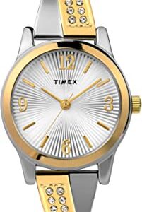 Timex Women's Fashion Stretch Bangle 25mm Watch - Two-Tone Expansion Band Silver-Tone Dial Two-Tone Case