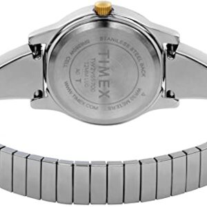 Timex Women's Fashion Stretch Bangle 25mm Watch - Two-Tone Expansion Band Silver-Tone Dial Two-Tone Case