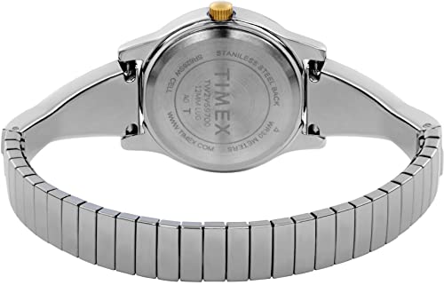 Timex Women's Fashion Stretch Bangle 25mm Watch - Two-Tone Expansion Band Silver-Tone Dial Two-Tone Case