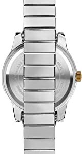 Timex Women's Fashion Stretch Bangle 25mm Watch - Two-Tone Expansion Band Silver-Tone Dial Two-Tone Case