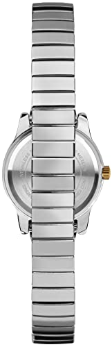 Timex Women's Fashion Stretch Bangle 25mm Watch - Two-Tone Expansion Band Silver-Tone Dial Two-Tone Case