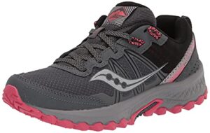 saucony women's excursion tr14 running shoe, charcoal/coral, 10 w us