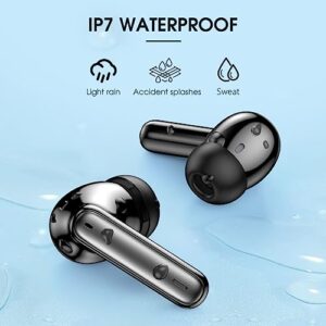 Wireless Earbuds Bluetooth 5.3 Headphones 40 Hrs Playtime with LED Display, Deep Bass Stereo and Noise Cancelling Bluetooth Ear Buds IP7 Waterproof Wireless Earphones with Mic for iPhone Android Black