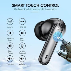 Wireless Earbuds Bluetooth 5.3 Headphones 40 Hrs Playtime with LED Display, Deep Bass Stereo and Noise Cancelling Bluetooth Ear Buds IP7 Waterproof Wireless Earphones with Mic for iPhone Android Black