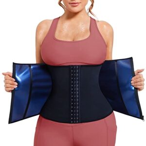 kumayes sweat waist trainer trimmer for women lower belly fat workout belt sweat band weight loss sauna suit hot body shapers black