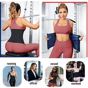 KUMAYES Sweat Waist Trainer Trimmer for Women Lower Belly Fat Workout Belt Sweat Band Weight Loss Sauna Suit Hot Body Shapers Black