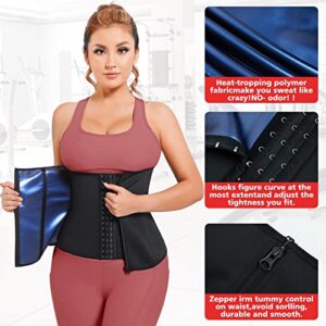 KUMAYES Sweat Waist Trainer Trimmer for Women Lower Belly Fat Workout Belt Sweat Band Weight Loss Sauna Suit Hot Body Shapers Black