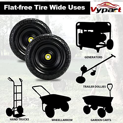 4.10/3.50-4 Tires Wheels Fit for Gorilla Cart 2 Pack 10 Inch Flat Free Wheels Puncture Resistant Tyre for Carts,Hand Truck,Dolly,Wagon,Wheelbarrow