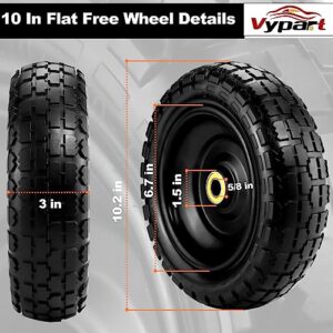 4.10/3.50-4 Tires Wheels Fit for Gorilla Cart 2 Pack 10 Inch Flat Free Wheels Puncture Resistant Tyre for Carts,Hand Truck,Dolly,Wagon,Wheelbarrow