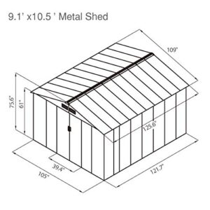 NBTiger 9.1’ x 10.5’ Large Outdoor Storage Shed, Sturdy Utility Tool Lawn Mower Equipment Organizer for Backyard Garden w/Gable Roof, Lockable Sliding Door, Vents, Floor Frame - Dark Grey