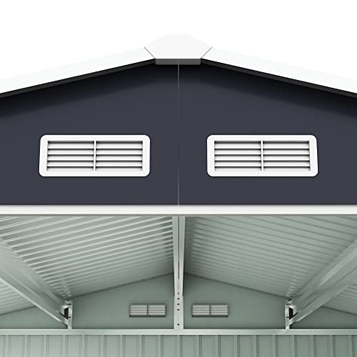 NBTiger 9.1’ x 10.5’ Large Outdoor Storage Shed, Sturdy Utility Tool Lawn Mower Equipment Organizer for Backyard Garden w/Gable Roof, Lockable Sliding Door, Vents, Floor Frame - Dark Grey