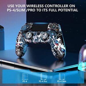 Wireless Controller for PS4, Wireless Remote Control Compatible with Playstation 4/Slim/Pro,with Double Shock/Audio/Six-axis Motion Sensor (black graffiti style)