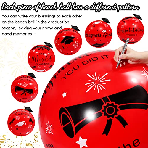 Hiboom 60 Inch Graduation Beach Ball Class of 2023 Giant Beach Ball Inflatable Large Beach Ball Blow up Plastic Graduation Party Supplies for Summer Pool Party Favors Water Games (Red Black)