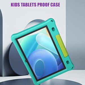 10 Inch Kids Tablet, Android 12 Tablets for Kids, Toddler Tablet with 3GB RAM 64GB ROM, Dual Camera 1280x800 HD IPS Touchscreen 6000mAh Pre-Installed Parental Control Kid-Proof Case (Blue-Green)