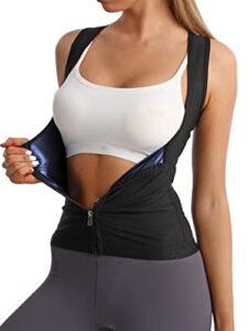 verdusa women's waist trimmer sweat vest waist trainer cincher underbust body shaper blue black xl