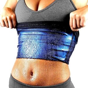remebsweat waist trimmer for women, waist trainer sauna belt, neoprene-free waist cincher, sauna slimming belt blue
