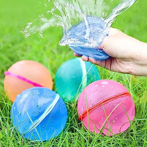 Reusable Water Balloons for kids, Summer Party, Bath Toy, Water Battle Game, Water Park, Latex-Free Silicone Fast Self-Sealing Water Bomb Splash Fun for Kids and Adults (Pack 16)