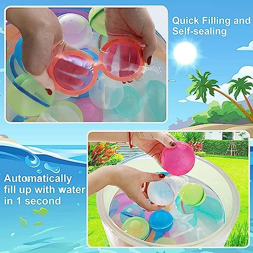 Reusable Water Balloons for kids, Summer Party, Bath Toy, Water Battle Game, Water Park, Latex-Free Silicone Fast Self-Sealing Water Bomb Splash Fun for Kids and Adults (Pack 16)