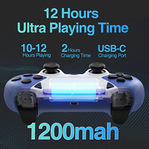 Wireless Controller for PS4 Controller, AUGEX Ymir PS4 Remote for Playstation 4 with Turbo, Steam Gamepad Work with Back Button (Midnight Blue White)
