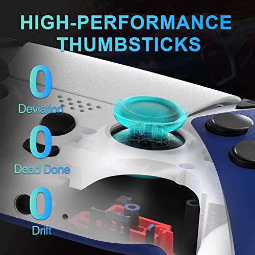 Wireless Controller for PS4 Controller, AUGEX Ymir PS4 Remote for Playstation 4 with Turbo, Steam Gamepad Work with Back Button (Midnight Blue White)