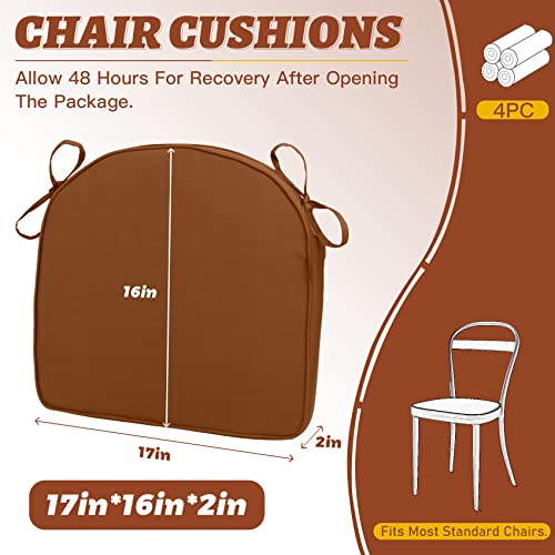 Focuprodu Set of 4 Pack Kitchen Chair Cushions.17x16 Inchs Soft Indoor/Outdoor Chair Cushions for Kitchen Dining Chairs,Office Chair,Removable and Replaceable Outdoor Seat Cushions. (Coffee)