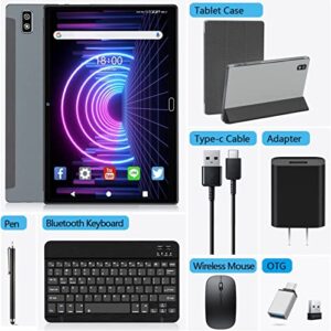 Android 11.0 Tablet 10 in,2 in 1 Tablet PC,4GB RAM 64GB ROM 256GB Expandable,Wi-Fi, Octa-Core Processor Google Certified Tablet with Keyboard 13 MP Camera 4G Cellular Dual Sim Tablet