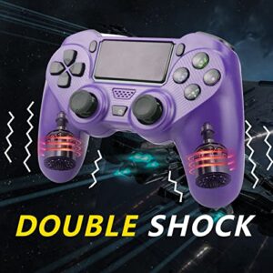 eeidc 2 Pack Wireless Controller for PS4, Remote Control for Playstation 4/Slim/Pro with Double Shock/Audio/Six-axis Motion Sensor(Purple and Blue)