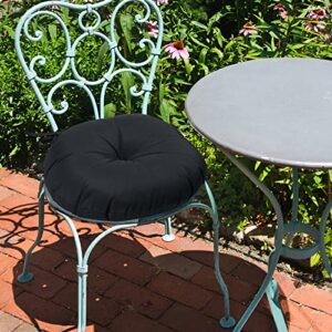 GUEGLSA Outdoor Tufted Round Cushions 15 inch, Waterproof Bistro Chair Cushions 15"x15"x4", Circular Seat Pads with Ties for Patio Garden, Set of 2, Black